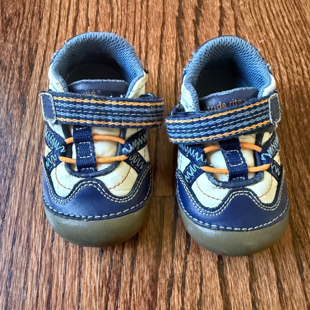 Stride Rite Blue & Tan Baby Shoes - Size 3.5